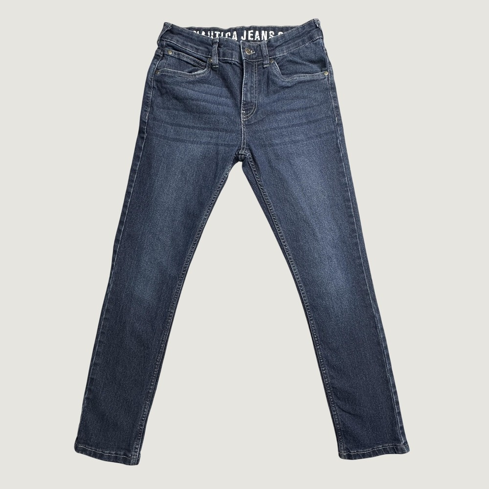 Nautica Jeans Co Denim Pants Boys 14 Blue Dark Wash Straight Leg Stretch Cotton